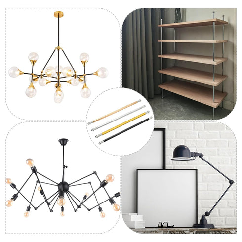 MECCANIXITY 9.8" 2 Set Threaded Extension Rod, Lamp Pipe with Connector Light Fixture for Pendant Light Island Lighting