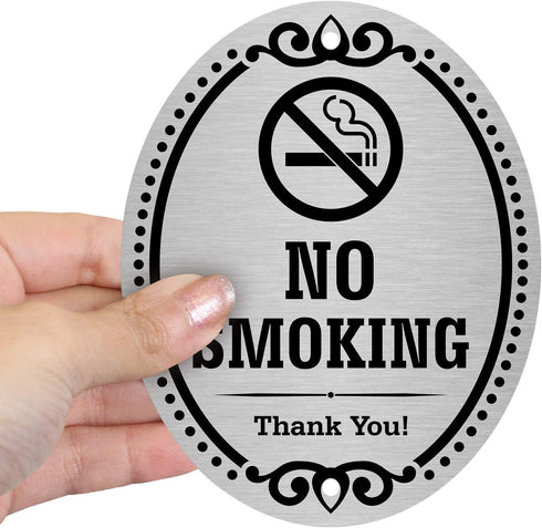 SmartSign Premium No Smoking Thank You Sign for Business & Home, 4" x 5" Aluminum with Adhesive Backing