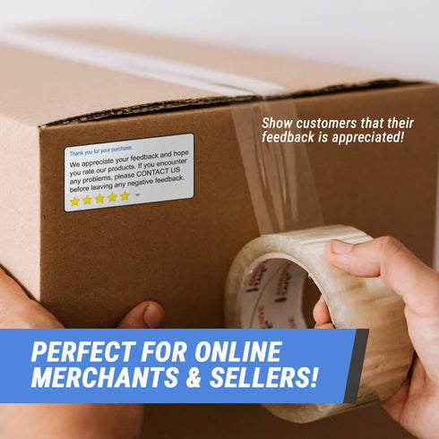 Thank You for Your Purchase Labels - 4 x 2 inch, White, 300 Labels for E-Commerce and Small Business