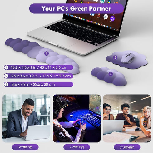 MoKo Cloud Wrist Rest, Ergonomic Cloud Keyboard Wrist Rest with Mouse Pad, Upgraded PU Leather Arm Rest for Office,