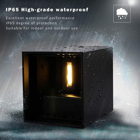 100-277V 3000K 2 6W LANFU LED Aluminum Waterproof Outdoor Wall Sconce, Outdoor Cube Square Wall Light Warm Light LEDs