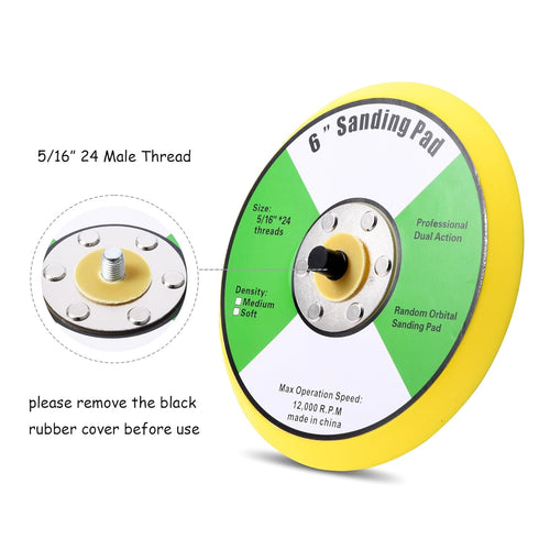 1Pcs 6in Vinyl Faced PSA Backing Pad 6" Plate 5/16" 24 Thread for Air Orbital Sander and Polisher