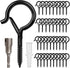 FSAH 100 Pack Q Hangers Screw-in Hooks for Outdoor String Lights, Swivel Hanging Basket Patio Hooks with Safe Buckle