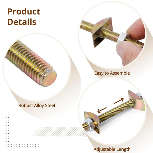 10 Pack Countertop Connector, Furniture Fastening Connectors, Miter Draw Bolt Flip Connector, 5/16" x 3-1/2"
