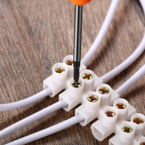 Weewooday 10 Pieces Terminal Block 12-Position Strip, 10 Amp 380 Volt White Screw Terminal Connector