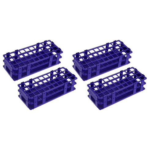 PATIKIL 40 Holes Test Tube Rack, Blue, 4Pcs Detachable Holder for Less Than 20mm Dia Tube, Suitable for Lab Experiments
