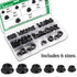 Aienxn 136PCS 6 -M3, M4, M5, M6, M8, M10 Metric Sizes Black Carbon Steel Hex Flange Nuts Assortment Kit