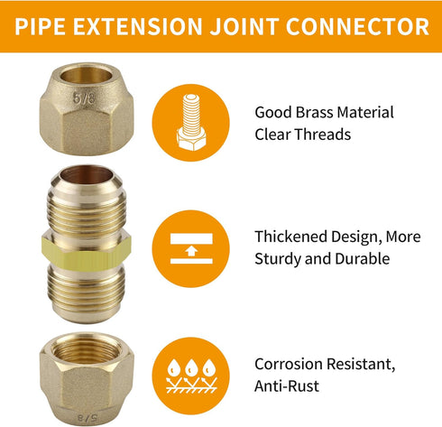 5/8-Inch AC Pipe Joint Connectors, Free Welding Brass Coupler Adapters for Air Conditioning Copper Pipe