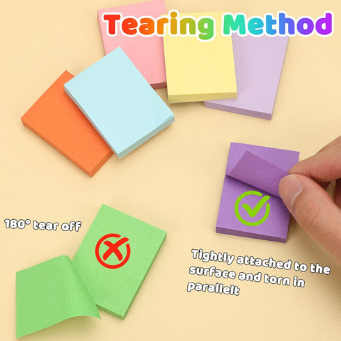 EOOUT 30 Pack Sticky Notes, 1.5x2 Inches, 10 Bright Colors Self-Stick Pads, Super Adhesive, 75 Sheets/Pad