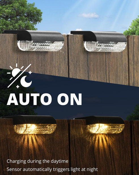 8 Pack Lights,3000K Herzila Solar Deck Lights Outdoor, Solar Step Lights Waterproof Led Warm White, Auto Dusk-to-Dawn