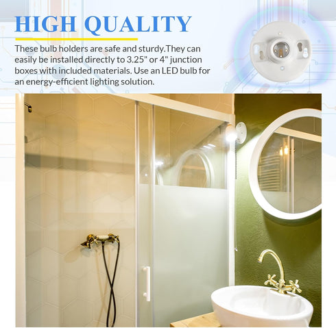 Saysurey 6 E26 Bulb 660w 250v Pcs Medium Base Ceiling Lamp Holder Keyless Light Sockets White Socket Incandescent