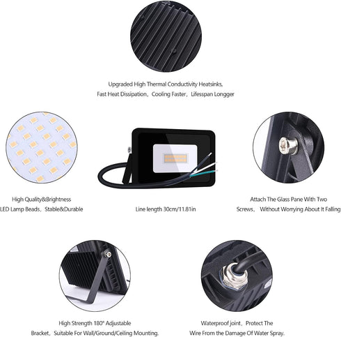 10W 20W 30W 50W 100W 110V 10W MIHEAL Ultra-Thin LED Flood Light Spotlight Led Search Lamp Floodlights for Outdoor