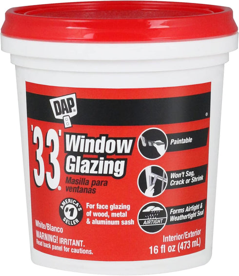 Dap 12121 Glazing Compound, 1-Pint, White, 33