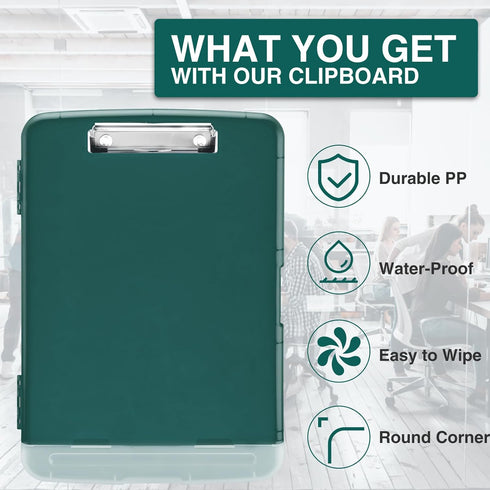 8.5x11 Sooez Clipboards with Storage, High Capacity Clip Boards with Storage, Heavy Duty Nursing Clipboard Folder