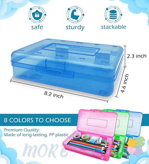 Plastic Translucent Pencil Box, Snap-Tight Lid Pencil Cases for School and Office Supplies, 1 Pack