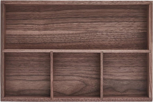 pandapark Black Walnut Wood Organizer Tray, Desk & Drawer Storage Box for Office Supplies