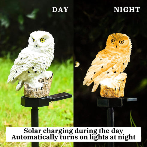 Garden Solar Light Outdoor Decor, Resin Owl Solar LED Light with Stake for Flower Fence Lawn Passage Decoration