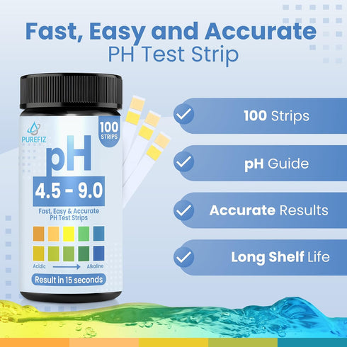 100 4.5-9.0 pH Test Strips for Urine & Saliva Easy-to-Use Strips for Fast, Accurate pH Testing at Home, Get Clear