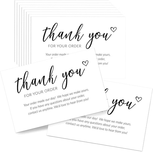 T MARIE 50 Extra Large 4x6 Thank You Cards for Small Business Supplies, Thanks For Your Order