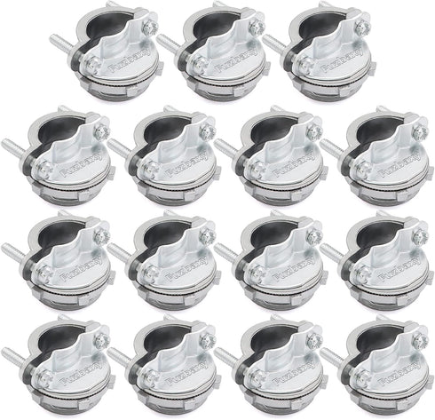 15Pack 1/2" NM Clamp Type Cable Connectors for Metallic Conduit, Protect Cables Silver-Zinc
