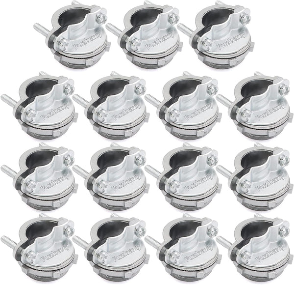 15Pack 1/2" NM Clamp Type Cable Connectors for Metallic Conduit, Protect Cables Silver-Zinc