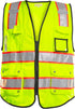 PACIFIC 10 Pockets Safety Vest for Men, ANSI Class 2, Yellow with 3M High Visibility Reflective Strips