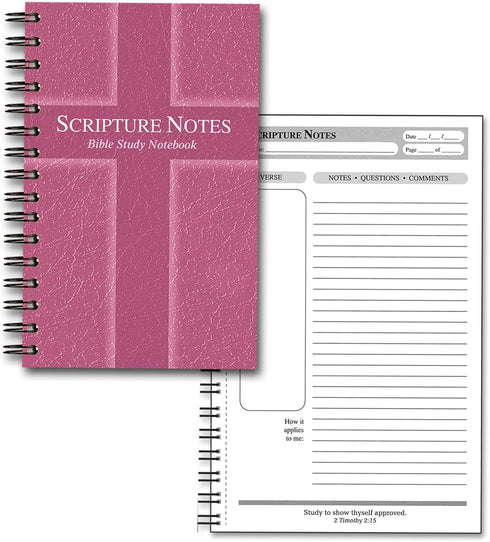 G.T. Luscombe Company Scripture Notes, Bible Study, 9" x 5.5", Spiral Bound, 100 Double-Sided Pages, Hardboard Cover