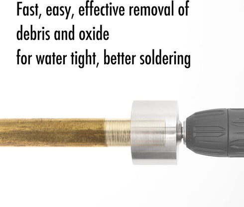 1" Full-Metal Copper Pipe Cleaner, Tube Cleaning Brush for Drill with Replaceable Brushes for Professional Plumbers
