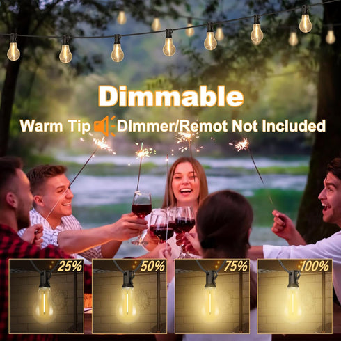 75FT 35+3 Bulbs, 2FT Bulbs Dimmable Commercial Outdoor String Lights with Waterproof Apart, & Connectbale, Grade Patio
