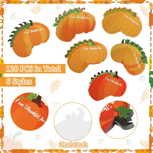 Cholemy 120 Pcs Pumpkin Cutouts, Thanksgiving Fall Classroom Bulletin Board Decorations, Thankful Accents