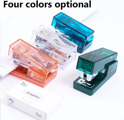 Mini Stapler with Staples, Small Transparent Stapler, 25 Sheet Capacity, Includes 640 Staples, Easy to Carry