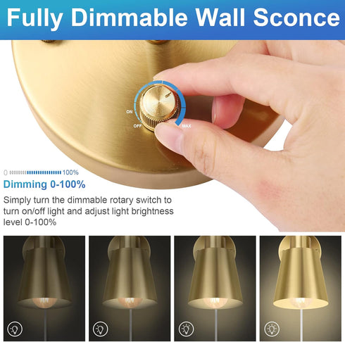VATONI Dimmable Dimmer Doorway(1 Pack, 1 Bulb) Wall Sconce, Plug in Wall Sconce Adjustable Angle Wall Lights with Plug