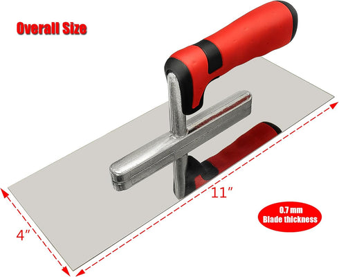 DIXIANG Set 3 (11" 4") (6" 3", 1/2"R) (6" 3", 1/2"W,1/2"D) Concrete Tools PC Stainless Steel Flat Finishing Trowel x