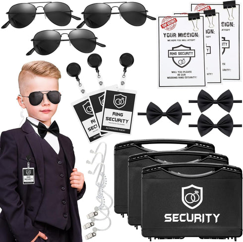 7 Set Mepase Pcs Ring Wedding Bearer Security Include Ring Bearer Box ID Badge Holder Sunglass Acoustic Earpiece Tube