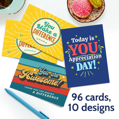 96 Set T MARIE Appreciation Cards with Envelopes - Team Gifts, Teacher Gifts Bulk, Volunteer and Employee Appreciation