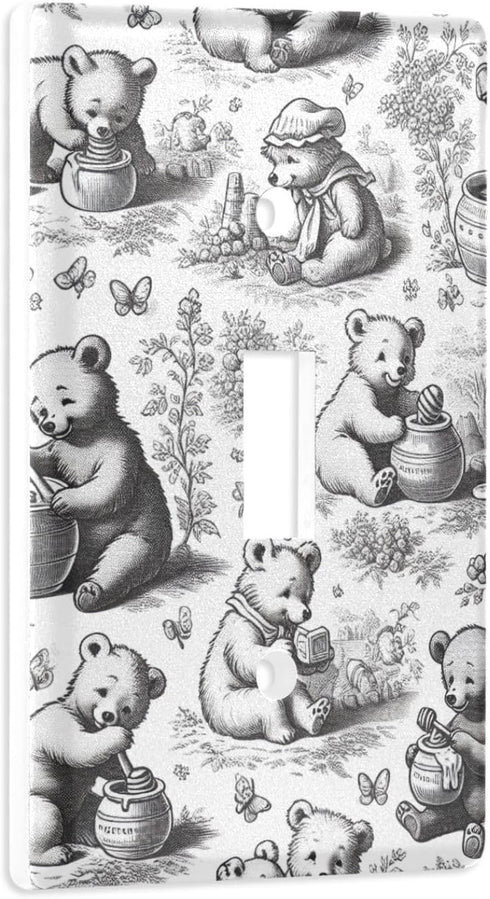 WELLDAY 1-Gang 4.50" 2.76", Toggle Light Switch Wall Plates, Bears Eating Honey Toggle Switch Wall Plate Cover