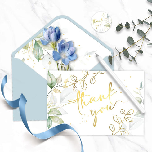 SMUAENSS 24 Pack 4x6 Inch Green Thank You Cards With Envelopes, Eucalyptus Leaves Thank You Card, for Mother's Day