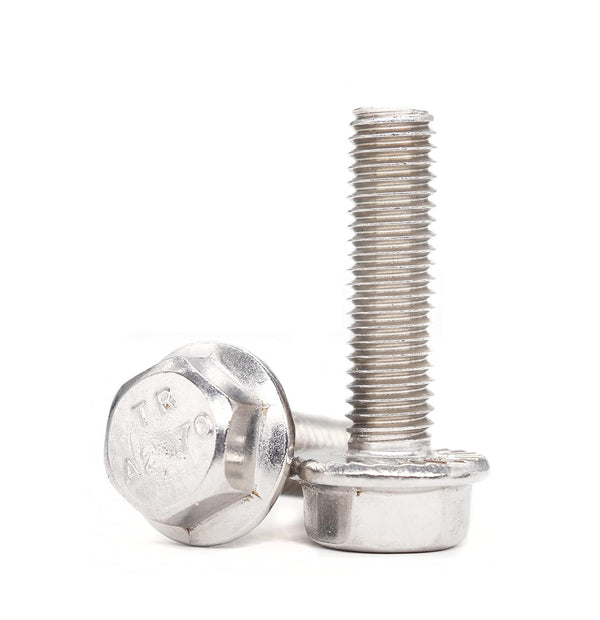 binifiMux 10pcs M8 x 30mm Serrated Flanged Hex Head Bolts, Stainless Steel 18-8 (304), Plain Finish