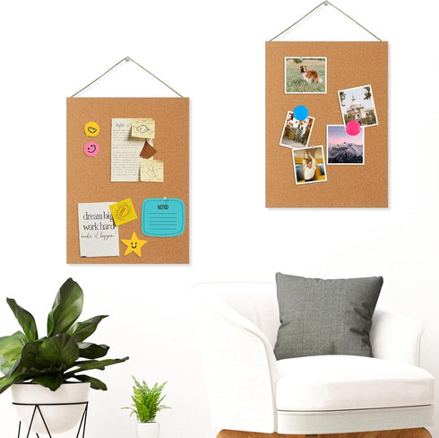 Frameless Cork Board, 16" x 12" Magnetic Bulletin Board with 8 Magnets and 10 Pushpins
