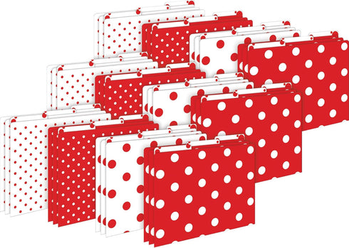Barker Creek Red & White Dot File Folders, Set of 36, Multi-Design, Letter Size, 1/3 Cut Tabs, Office Supplies