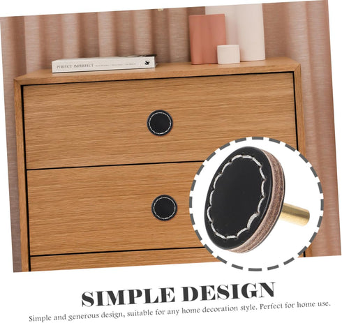 2pcs DOITOOL Round Cabinet Drawer Knobs Single Leather Pull Handles for Wardrobe Shoe Cabinet and Bedside Table Easy