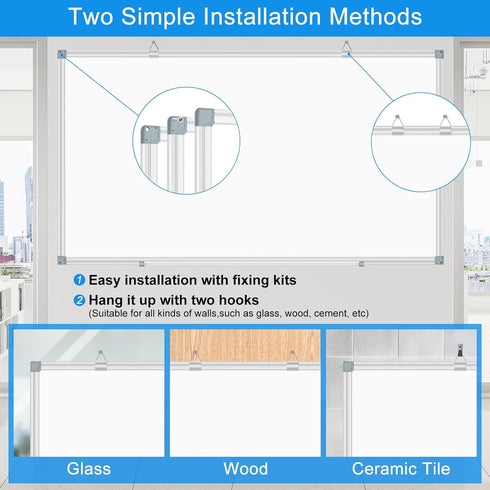 White Board Dry Erase Whiteboard for Wall, 36" x 24", Aluminum Presentation Magnetic with Long Pen Tray