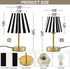 Dimmable ALAZA Table Lamp for Bedroom Nightstand White Black Stripe Bedside Lamp with USB Port Fabric Shade Desk Lamps