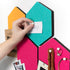 Navaris Hexagon Felt Board Tiles - Set of 6 Notice Memo Bulletin Boards with Push Pins Pack 5.9 x 7 inches (15 x 17.7 cm) - Turquoise, Orange, Pink by Navaris