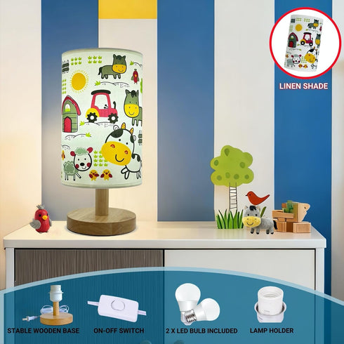 GERMAXXIS 3 Kids Night Light with Color Temperatures - Animals Desk Lamp for Nursery & Toddler Rooms, Boho Wood Base