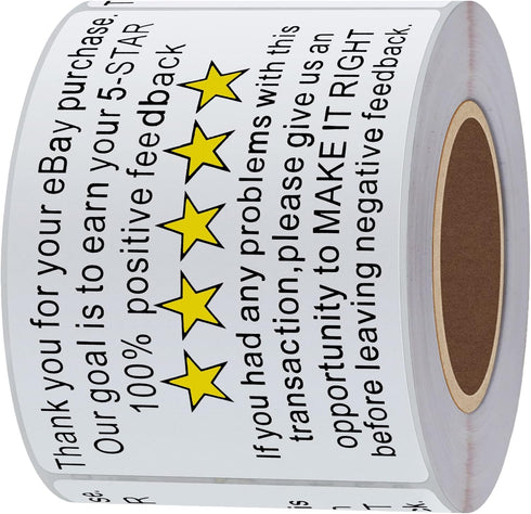 Thank You for Your Ebay Purchase Stickers, 2×3 Inch Positive Feedback Shipping Labels, 200 Stickers Per Roll
