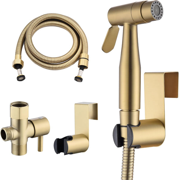 Stainless Steel Bidet Sprayer for Toilet, Gold Finish with Jet and Soft