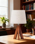 14.6 Inch E26 LE51TL05 Tripod Table Lamp, Small Bedside Lamp with Beige Linen Shade, Modern Nightstand Lamp