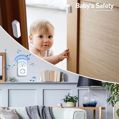Satisure Wireless Door Chime: 600 FT Range, 58 Chimes, 5 Volume Levels, LED Indicators, Alarm for Home/Office Entry