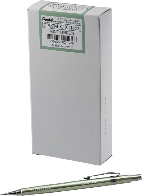 Pentel Sharp Mechanical Pencil (0.7mm) Box of 12 Metallic Celadon Barrel (P207MK1)